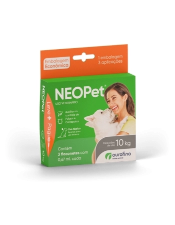 Antipulgas e Carrapatos Neopet 0,67 mL Até 10Kg 3 Pipetas - Ourofino