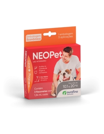 Antipulgas e Carrapatos Neopet 1,34 mL 10,1Kg a 20Kg 3 Pipetas - Ourofino