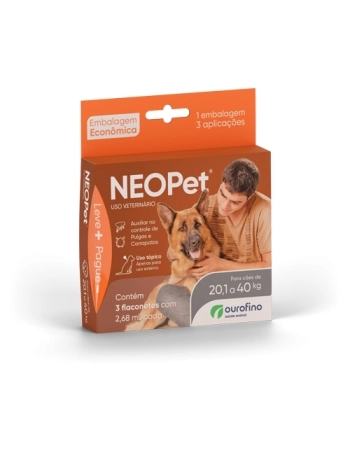 Antipulgas e Carrapatos Neopet 2,68 mL 20,1Kg a 40Kg 3 Pipetas - Ourofino